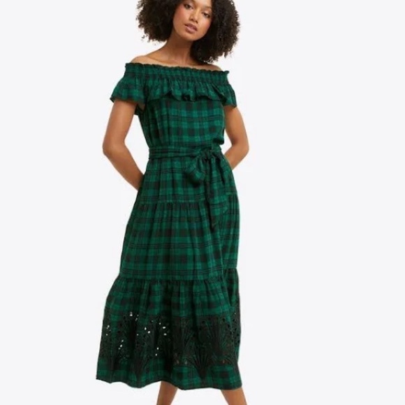 NWT,Draper James,The Tie Waist Dress, Timeless Blackwatch Plaid,Luxury Size L - Picture 8 of 14